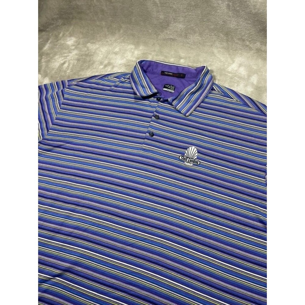 Nike Tiger Woods Collection Polo Shirt Men Purple Stripe Golf Short Sleeve